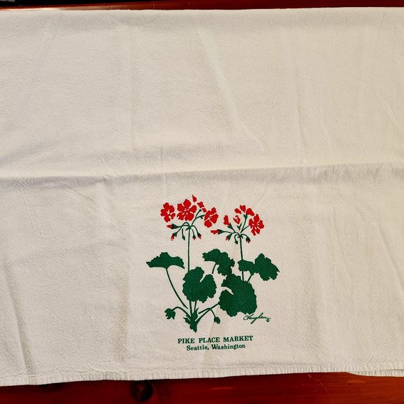 Pike Place  Market Tea Towel--Geranium - Picture 2 of 2
